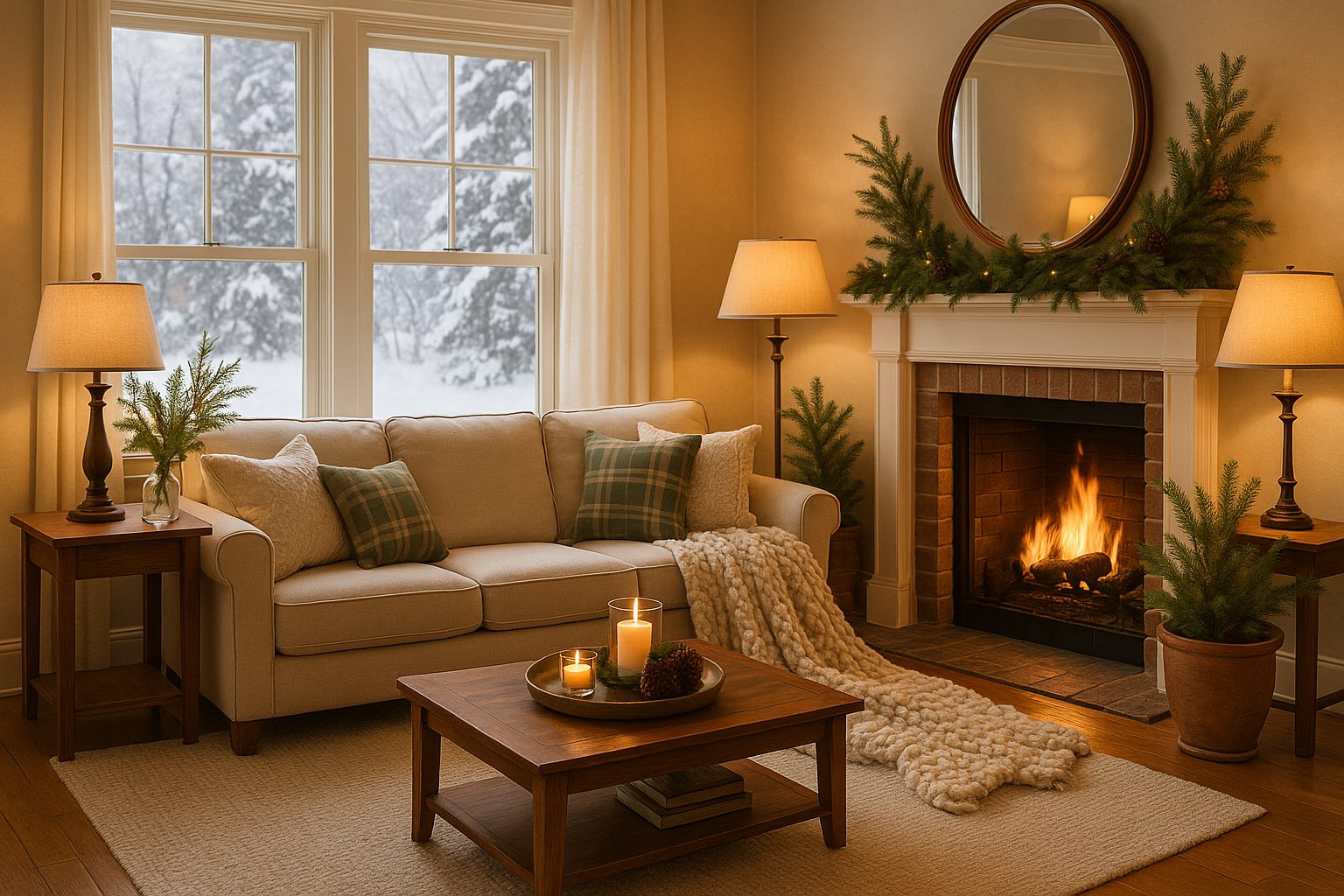 Cozy Winter Living Room Staged for Selling